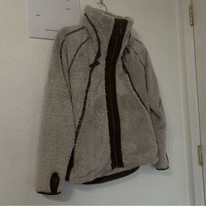 $179 Kuhl Flight Jacket Hooded Fleece Thumb Loops Zip Pockets Women's size sm s